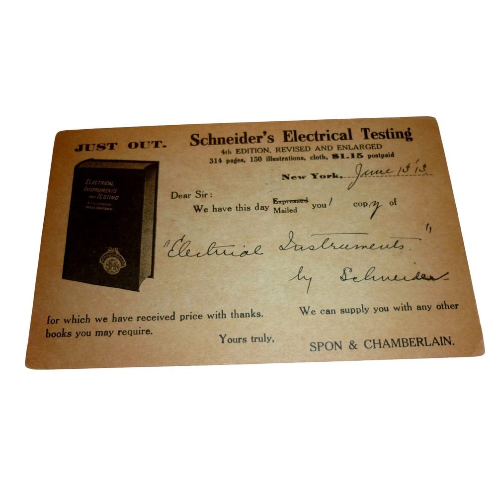1913 Spon & Chamberlain Postcard USS Connecticut Schneider Electrical Testing